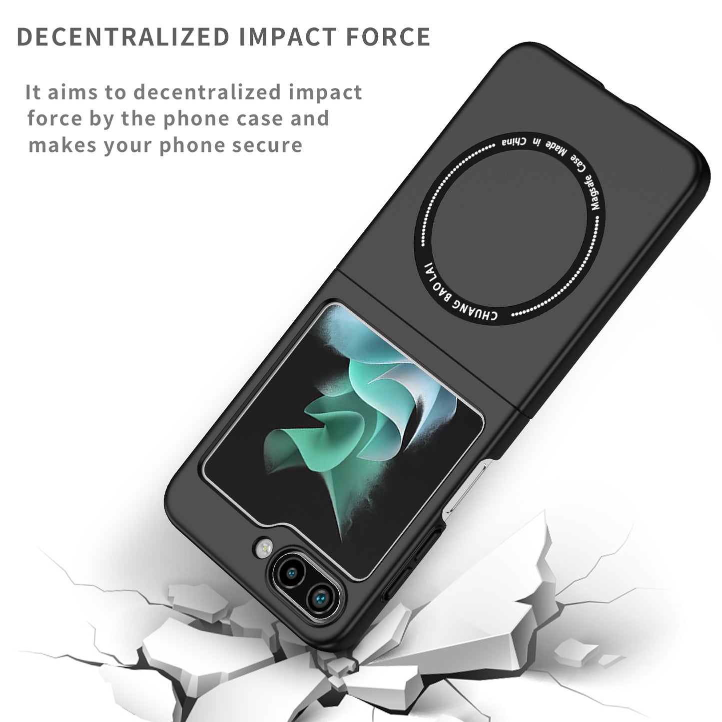 Uniqkart for Samsung Galaxy Z Flip5 5G Magnetic Phone Case Compatible with MagSafe Hard PC Back Cover - Black
