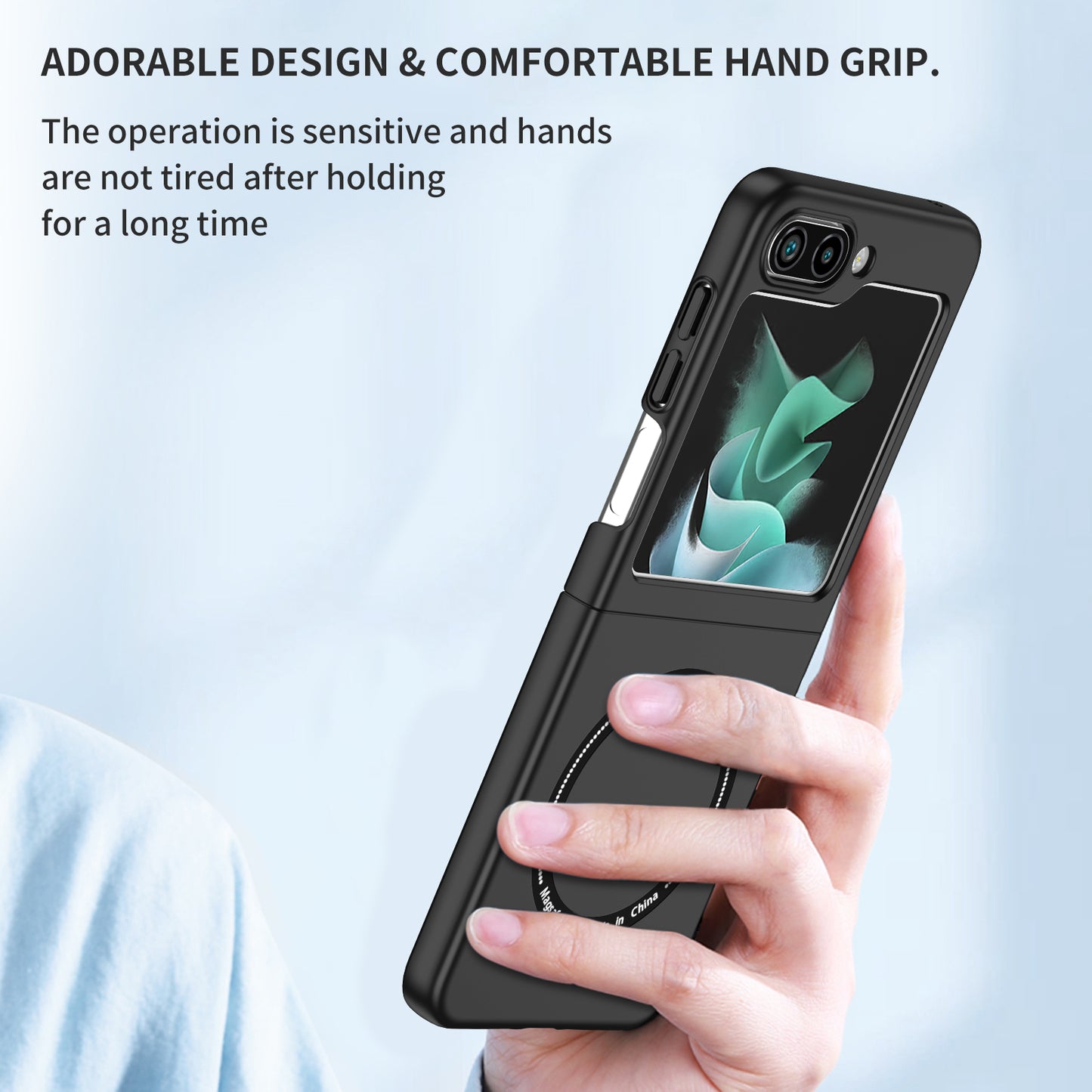 Uniqkart for Samsung Galaxy Z Flip5 5G Magnetic Phone Case Compatible with MagSafe Hard PC Back Cover - Black