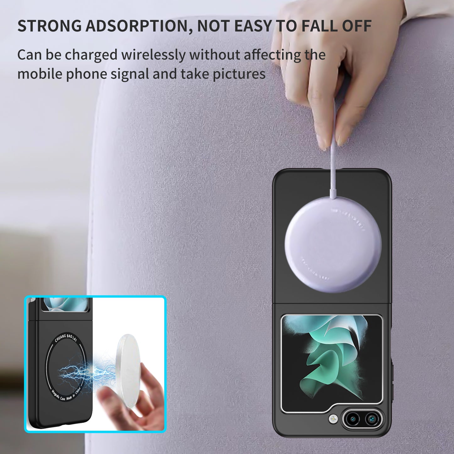 Uniqkart for Samsung Galaxy Z Flip5 5G Magnetic Phone Case Compatible with MagSafe Hard PC Back Cover - Black