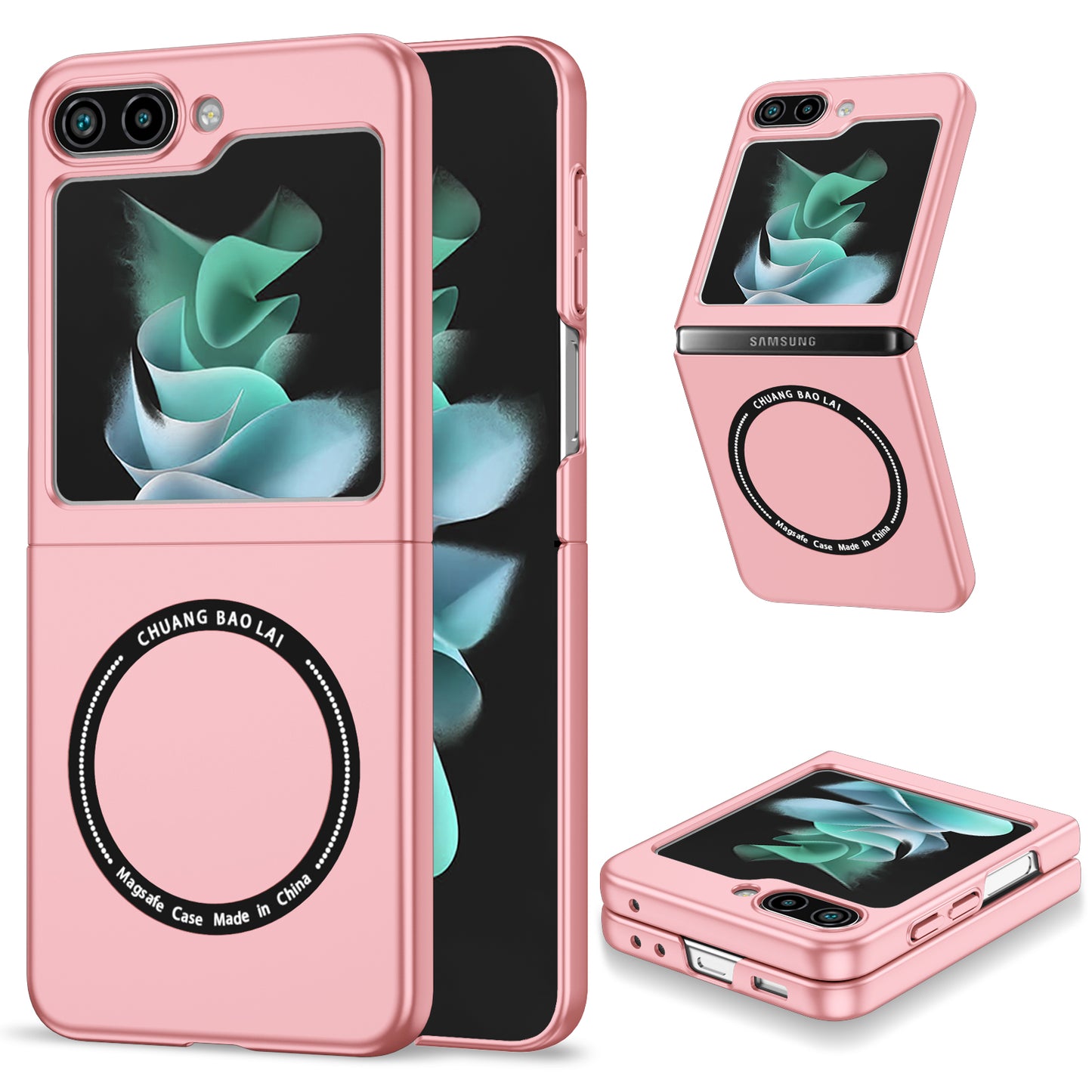 Uniqkart for Samsung Galaxy Z Flip5 5G Magnetic Phone Case Compatible with MagSafe Hard PC Back Cover - Pink
