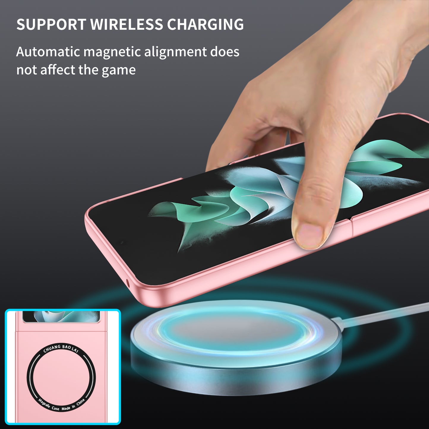 Uniqkart for Samsung Galaxy Z Flip5 5G Magnetic Phone Case Compatible with MagSafe Hard PC Back Cover - Pink