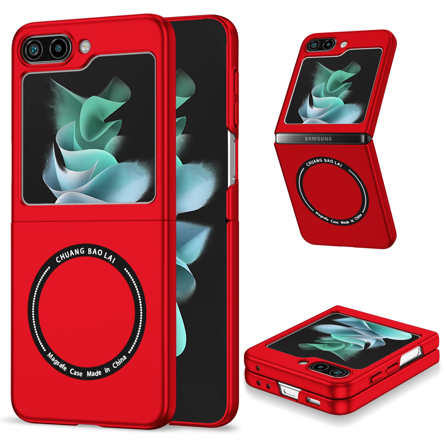 Uniqkart for Samsung Galaxy Z Flip5 5G Magnetic Phone Case Compatible with MagSafe Hard PC Back Cover - Red