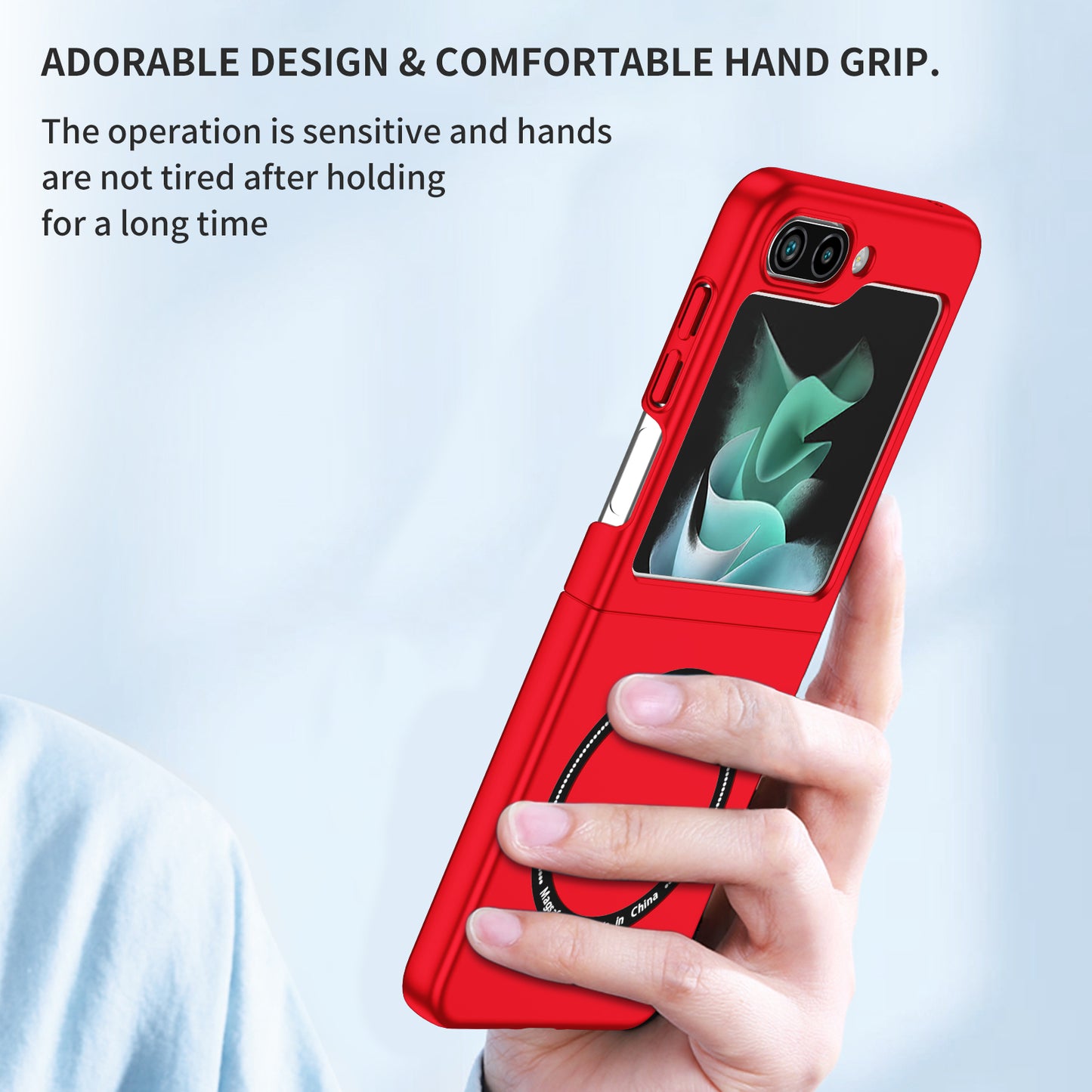 Uniqkart for Samsung Galaxy Z Flip5 5G Magnetic Phone Case Compatible with MagSafe Hard PC Back Cover - Red