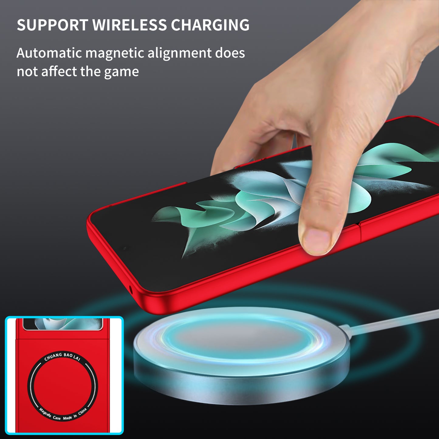 Uniqkart for Samsung Galaxy Z Flip5 5G Magnetic Phone Case Compatible with MagSafe Hard PC Back Cover - Red