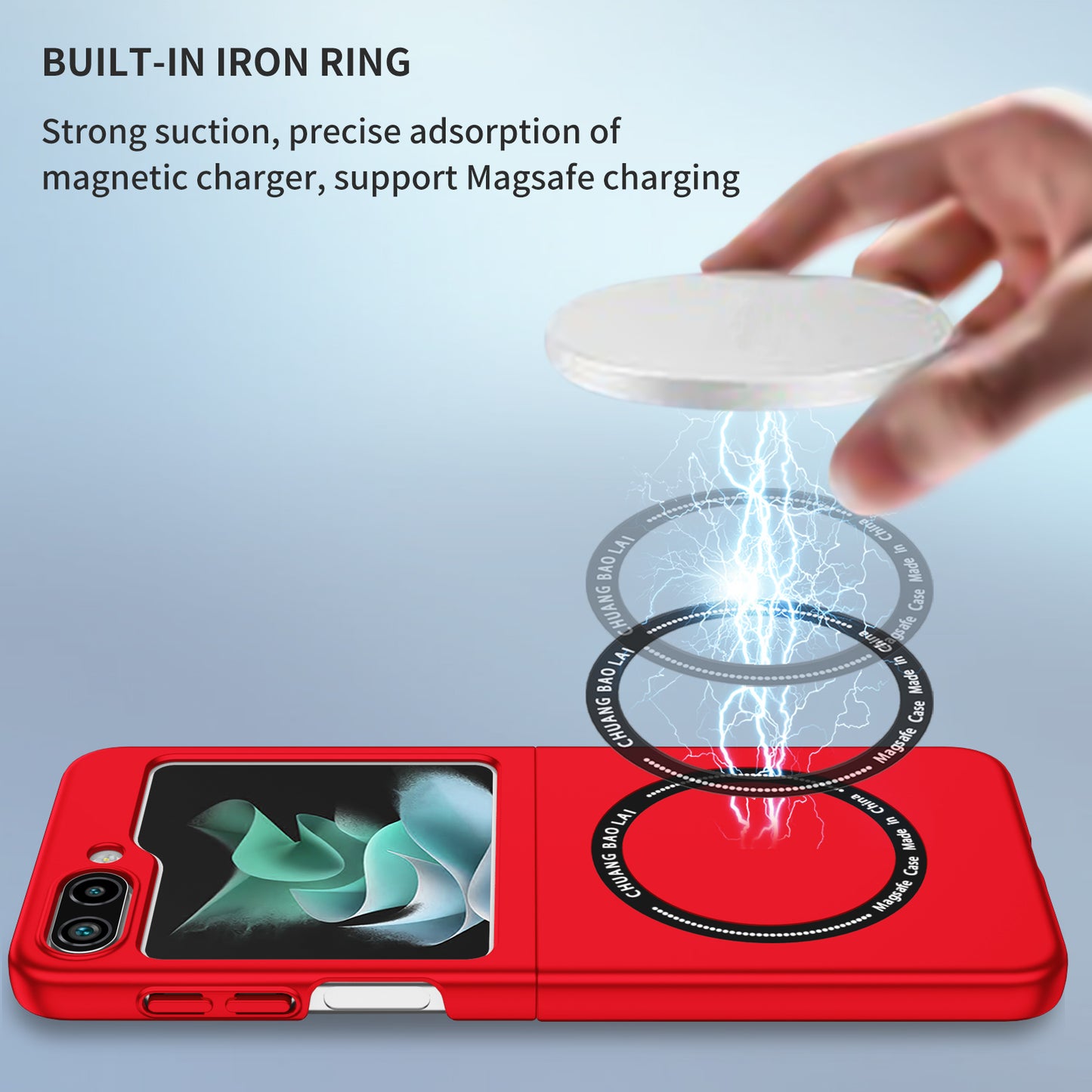 Uniqkart for Samsung Galaxy Z Flip5 5G Magnetic Phone Case Compatible with MagSafe Hard PC Back Cover - Red