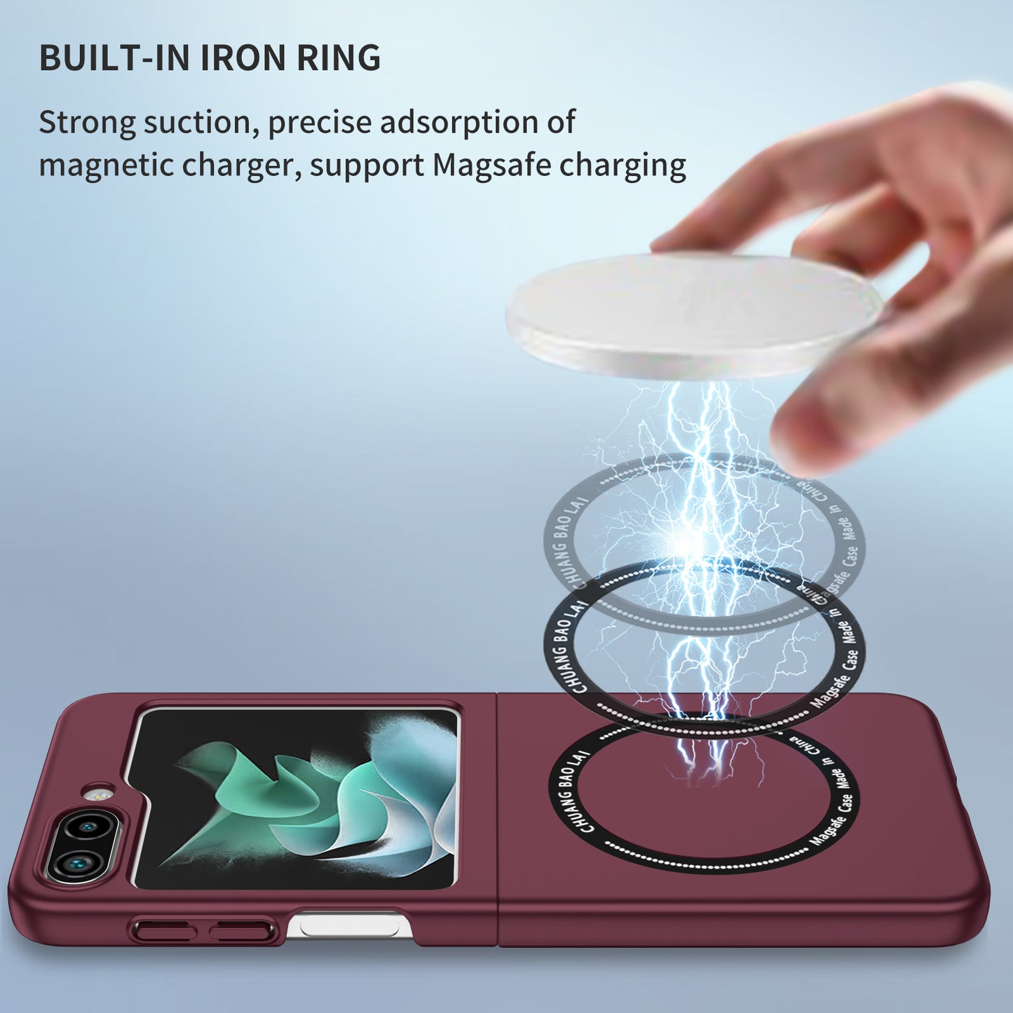 Uniqkart for Samsung Galaxy Z Flip5 5G Magnetic Phone Case Compatible with MagSafe Hard PC Back Cover - Wine Red
