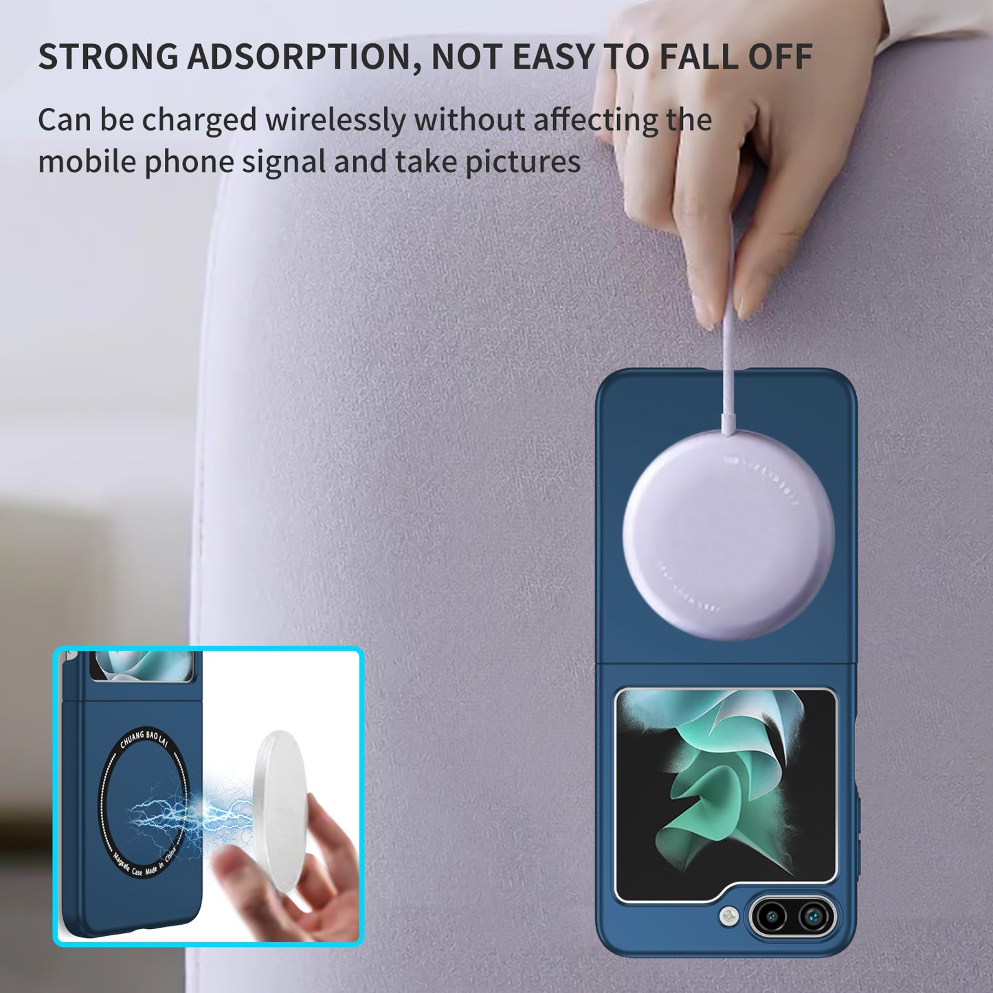 Uniqkart for Samsung Galaxy Z Flip5 5G Magnetic Phone Case Compatible with MagSafe Hard PC Back Cover - Sapphire
