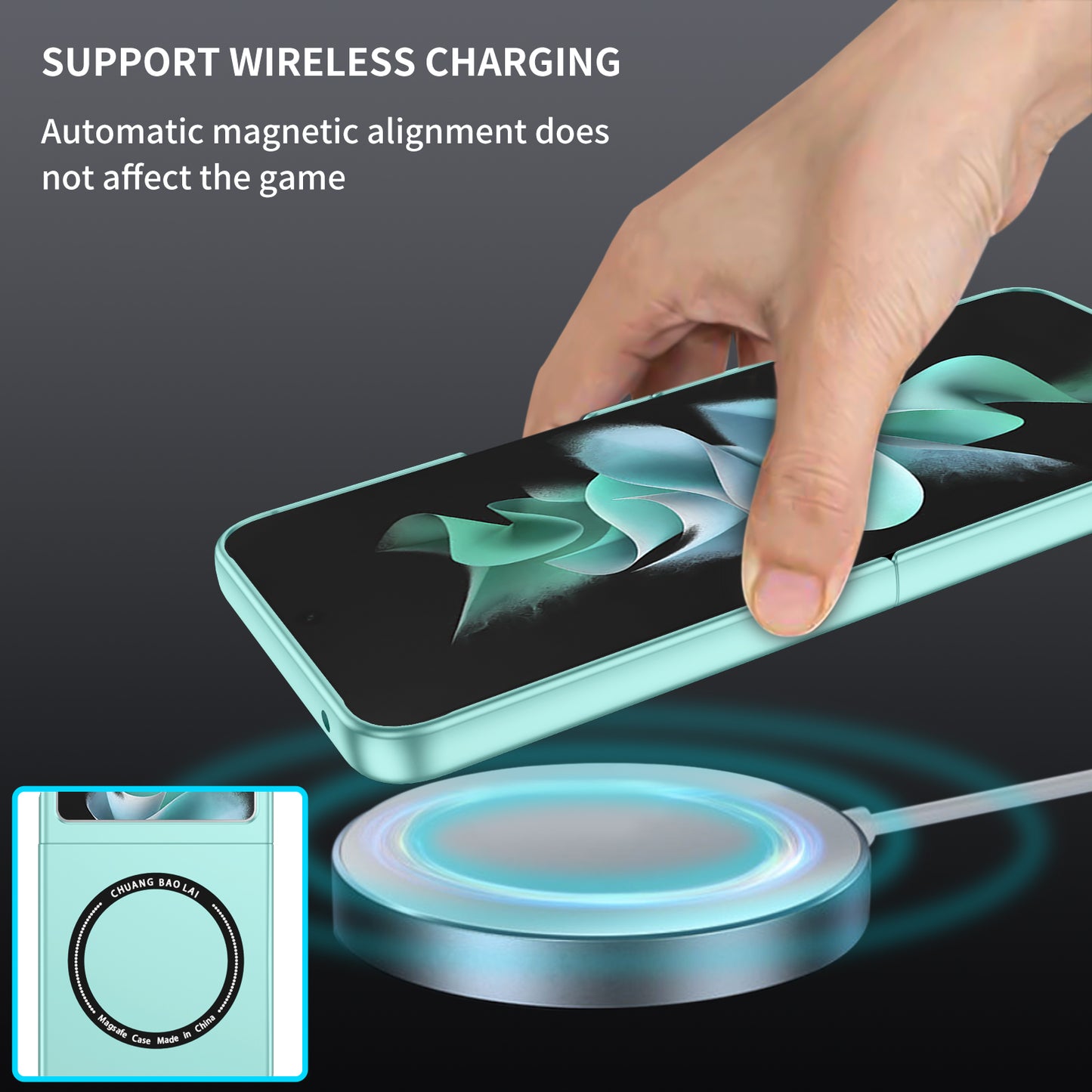 Uniqkart for Samsung Galaxy Z Flip5 5G Magnetic Phone Case Compatible with MagSafe Hard PC Back Cover - Light Green