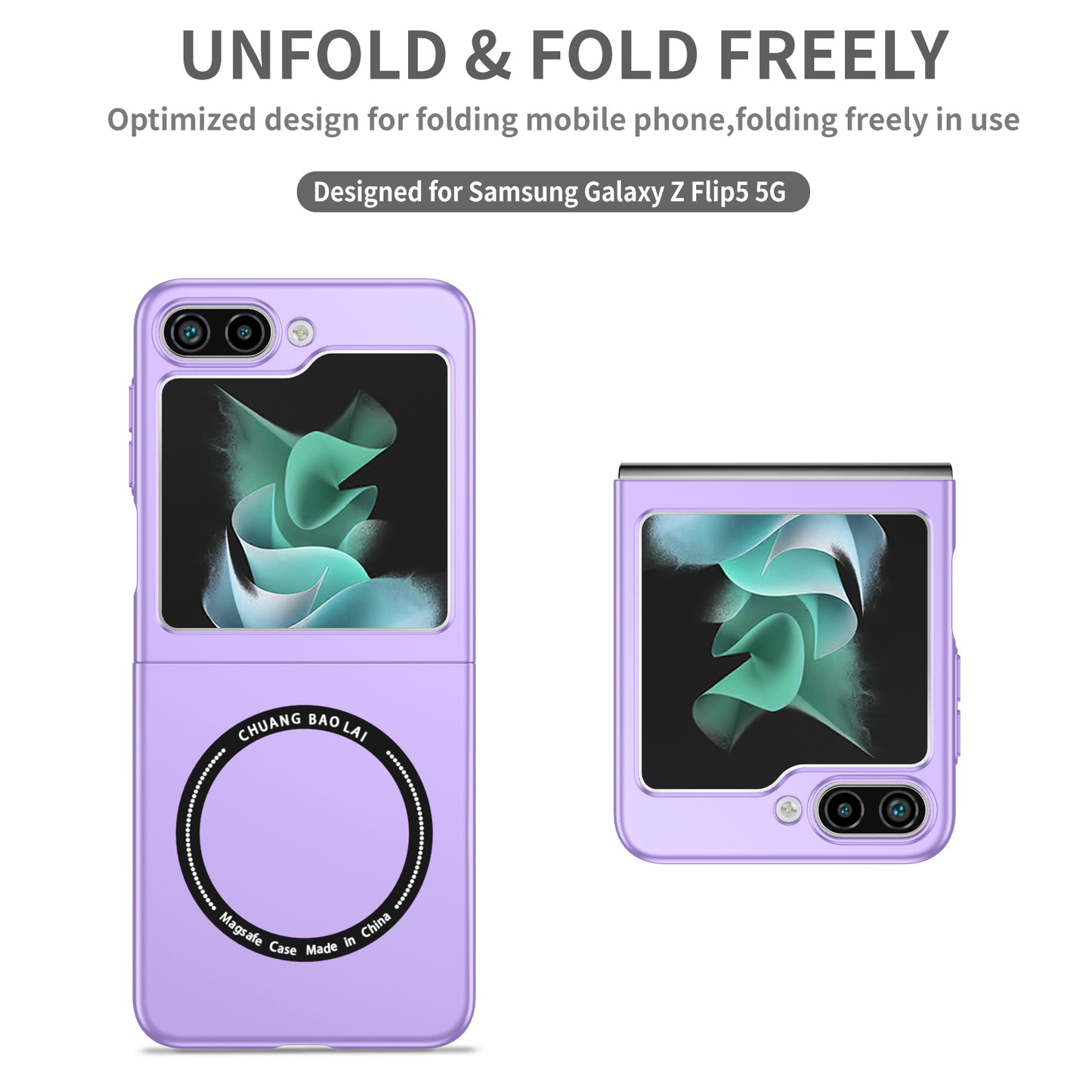 Uniqkart for Samsung Galaxy Z Flip5 5G Magnetic Phone Case Compatible with MagSafe Hard PC Back Cover - Purple