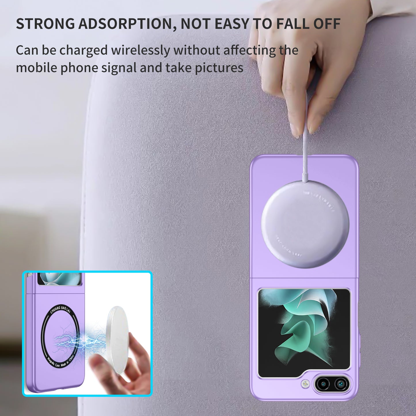 Uniqkart for Samsung Galaxy Z Flip5 5G Magnetic Phone Case Compatible with MagSafe Hard PC Back Cover - Purple