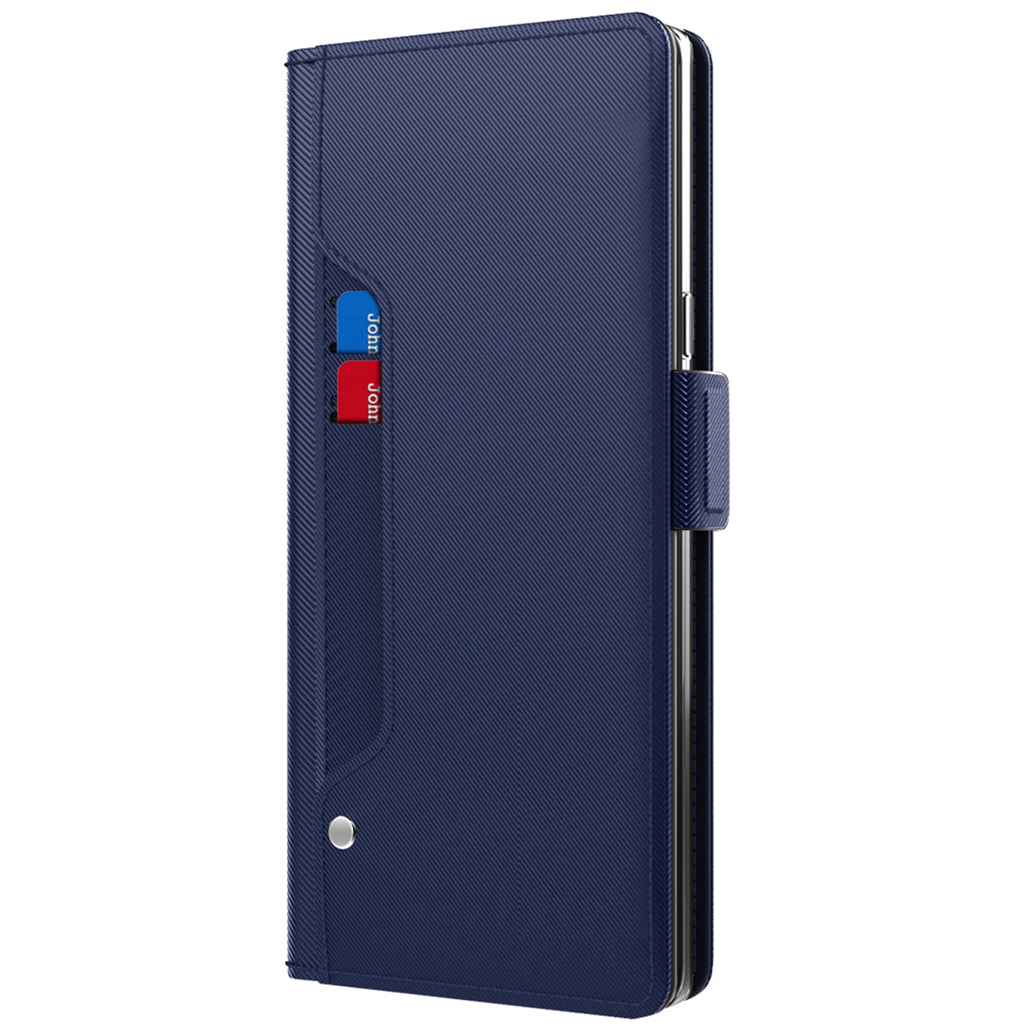 Silky Feeling Leather Case For Xiaomi Redmi Note 12 4G , Phone Stand Built-in Mirror Card Holder Shell Cover - Blue