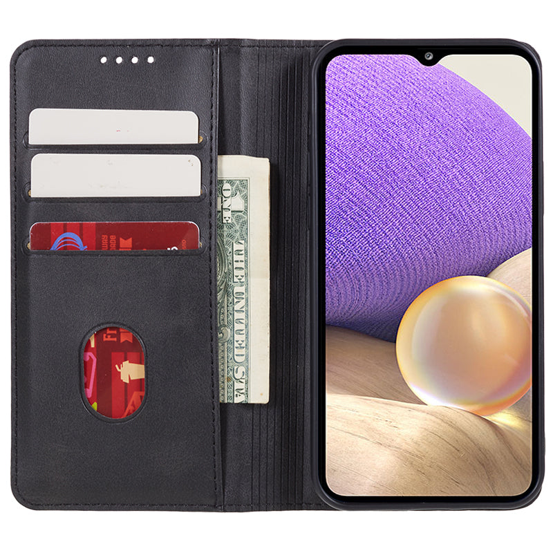 Uniqkart for Samsung Galaxy A25 5G Wallet Calf Texture Phone Case Shockproof PU Leather Shell Flip Stand Cover - Black
