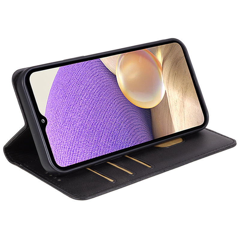 Uniqkart for Samsung Galaxy A25 5G Wallet Calf Texture Phone Case Shockproof PU Leather Shell Flip Stand Cover - Black