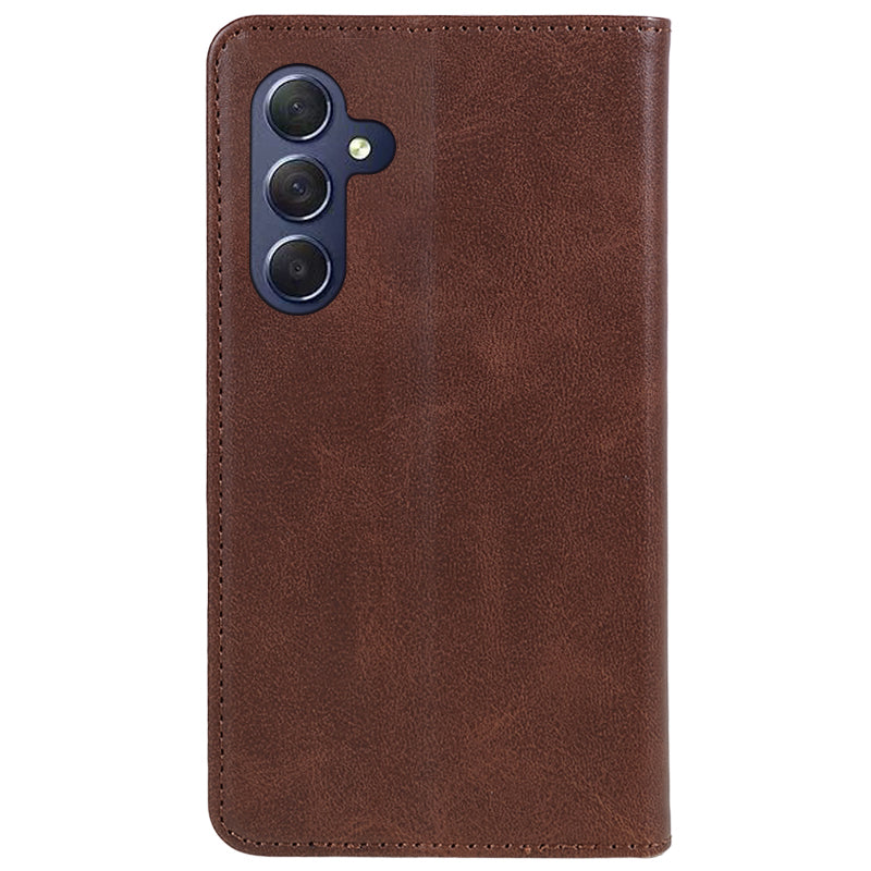 Uniqkart for Samsung Galaxy A25 5G Wallet Calf Texture Phone Case Shockproof PU Leather Shell Flip Stand Cover - Brown