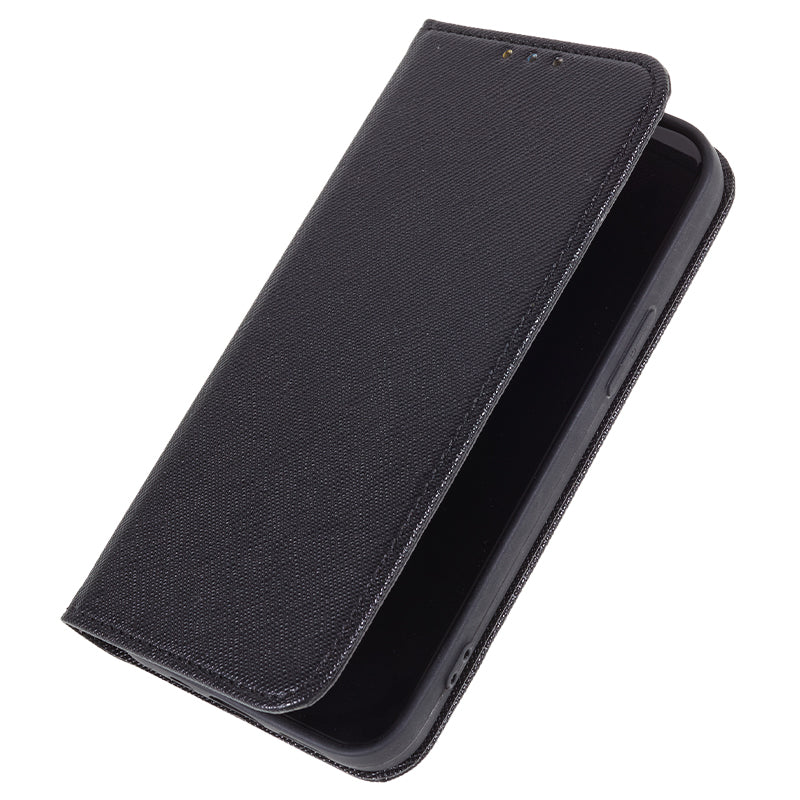 Uniqkart for Samsung Galaxy A25 5G Wallet Phone Shell Cross Texture PU Leather Shockproof Flip Stand Phone Case - Black