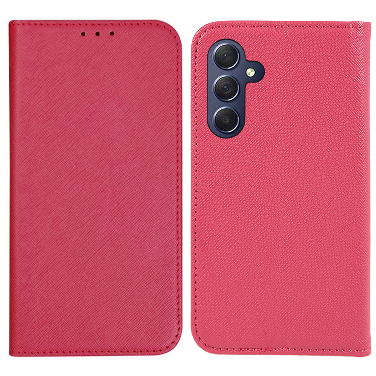 Uniqkart for Samsung Galaxy A25 5G Wallet Phone Shell Cross Texture PU Leather Shockproof Flip Stand Phone Case - Pink