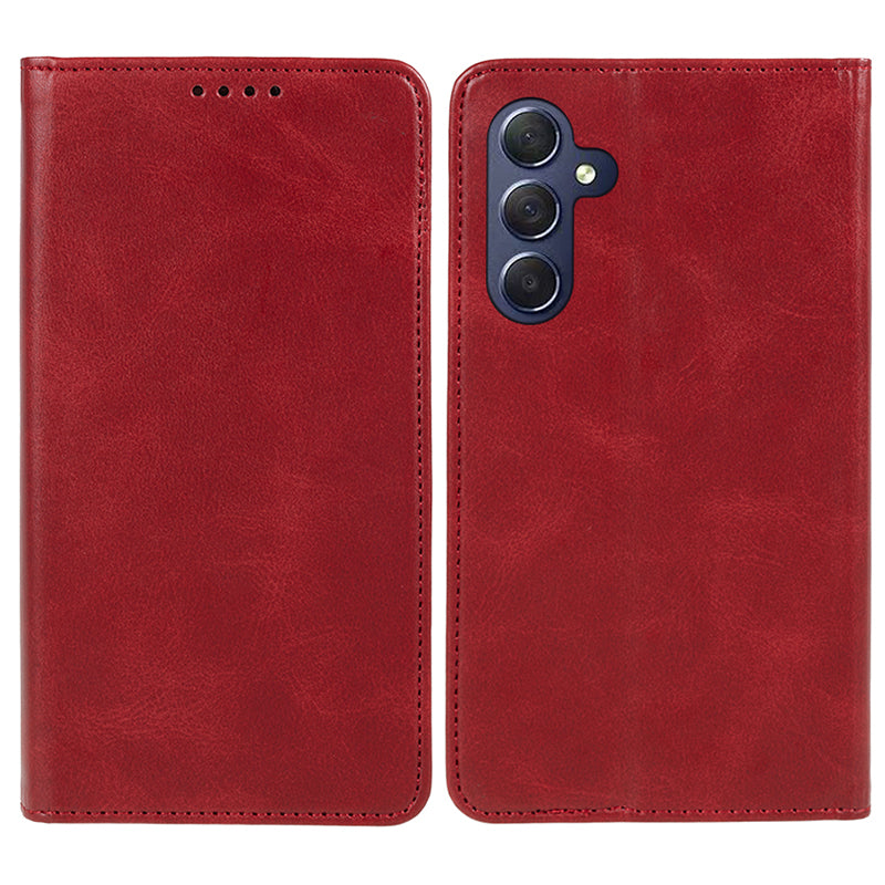 Uniqkart for Samsung Galaxy S23 FE Shockproof PU Leather Cover Flip Stand Wallet Calf Texture Phone Case - Red