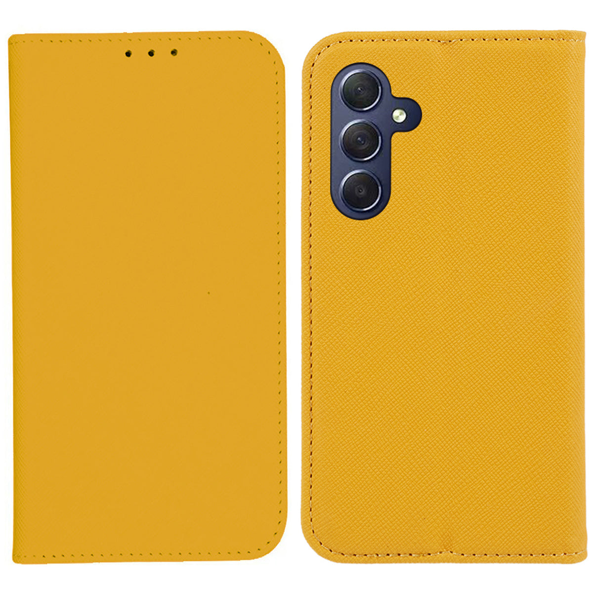 Uniqkart for Samsung Galaxy S23 FE Cross Texture Phone Cover Shell PU Leather Flip Stand Wallet Phone Case - Yellow