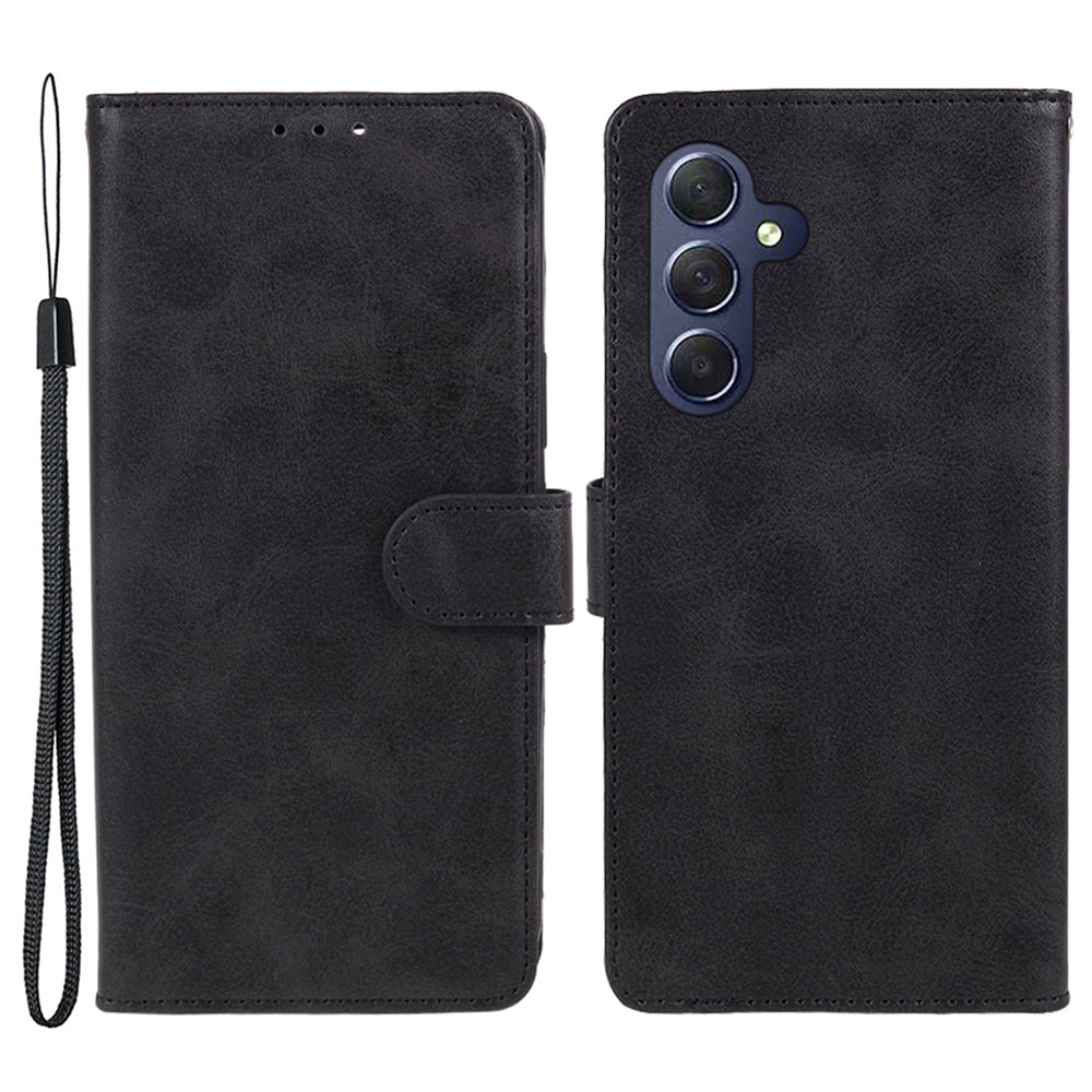 Uniqkart for Samsung Galaxy S23 FE Flip Stand PU Leather Cover Wallet Calf Texture Anti-Scratch Phone Case - Black