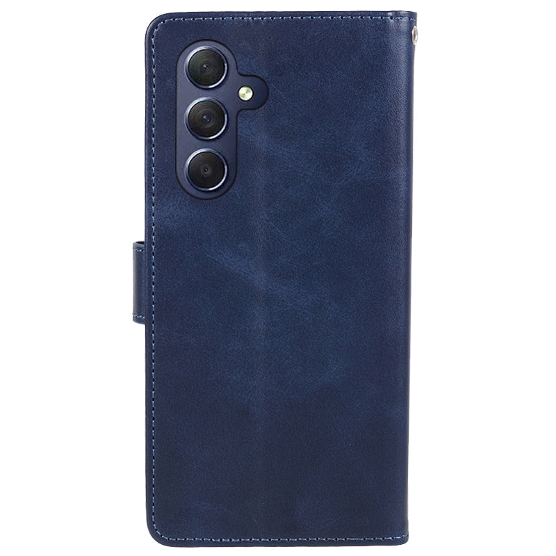 Uniqkart for Samsung Galaxy S23 FE Flip Stand PU Leather Cover Wallet Calf Texture Anti-Scratch Phone Case - Blue