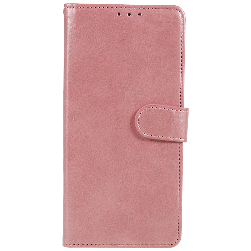 Uniqkart for Samsung Galaxy S23 FE Flip Stand PU Leather Cover Wallet Calf Texture Anti-Scratch Phone Case - Rose Gold