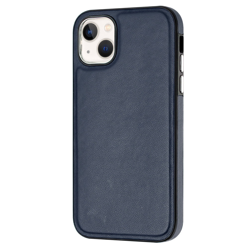 YB Leather Coating Series-6 For iPhone 15 Anti-scratch Back Cover Leather Coated TPU Mobile Phone Case - Sapphire