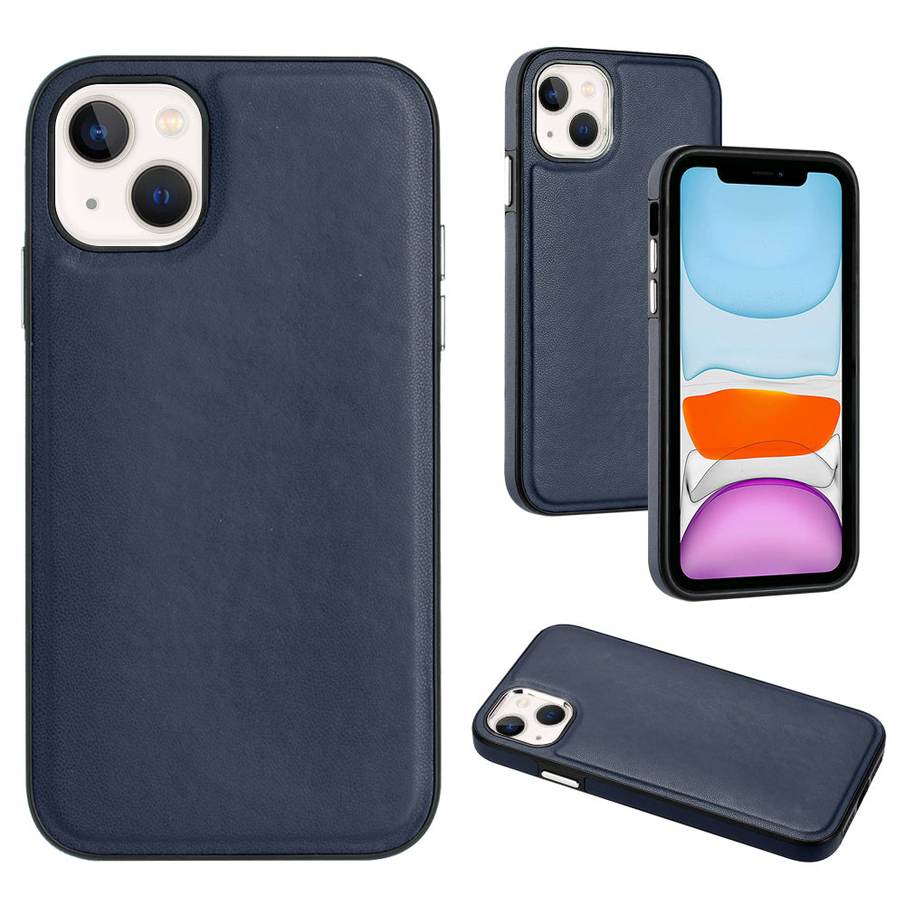 YB Leather Coating Series-6 For iPhone 15 Anti-scratch Back Cover Leather Coated TPU Mobile Phone Case - Sapphire