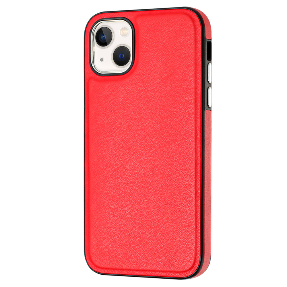YB Leather Coating Series-6 For iPhone 15 Anti-scratch Back Cover Leather Coated TPU Mobile Phone Case - Red