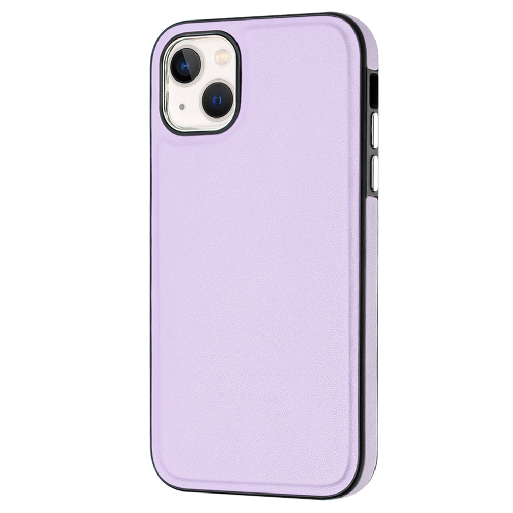 YB Leather Coating Series-6 For iPhone 15 Anti-scratch Back Cover Leather Coated TPU Mobile Phone Case - Purple