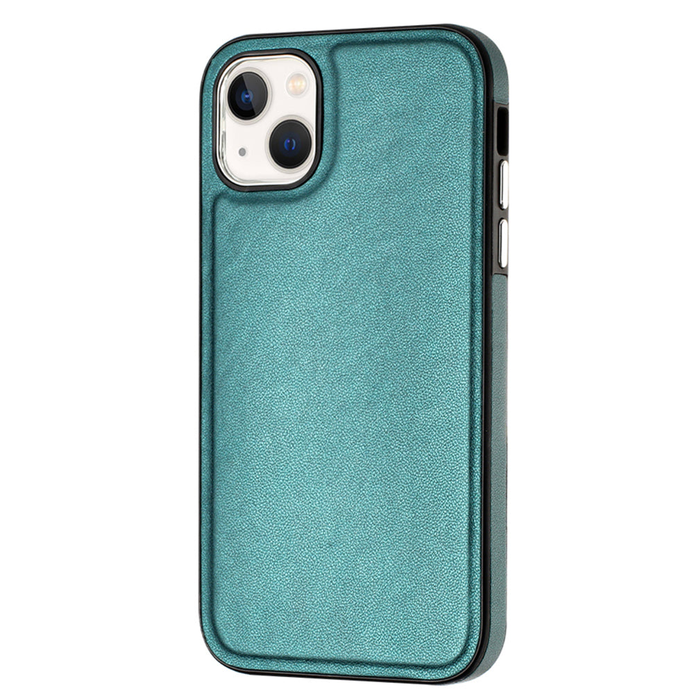 YB Leather Coating Series-6 For iPhone 15 Anti-scratch Back Cover Leather Coated TPU Mobile Phone Case - Green