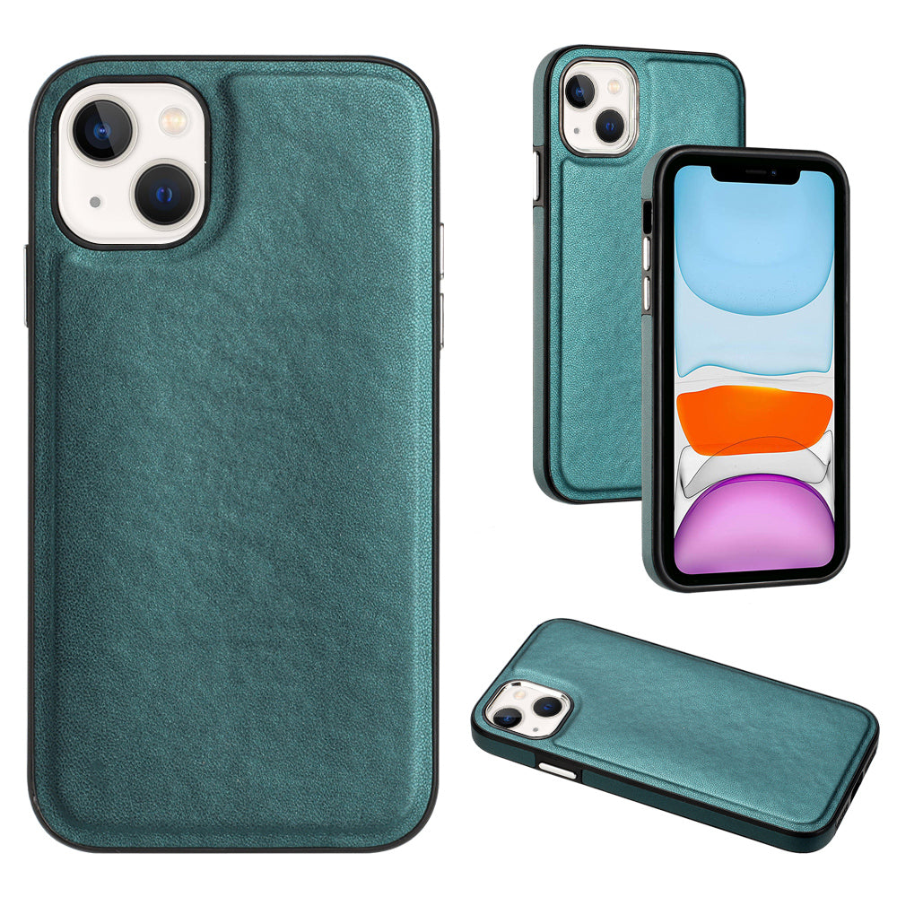 YB Leather Coating Series-6 For iPhone 15 Anti-scratch Back Cover Leather Coated TPU Mobile Phone Case - Green