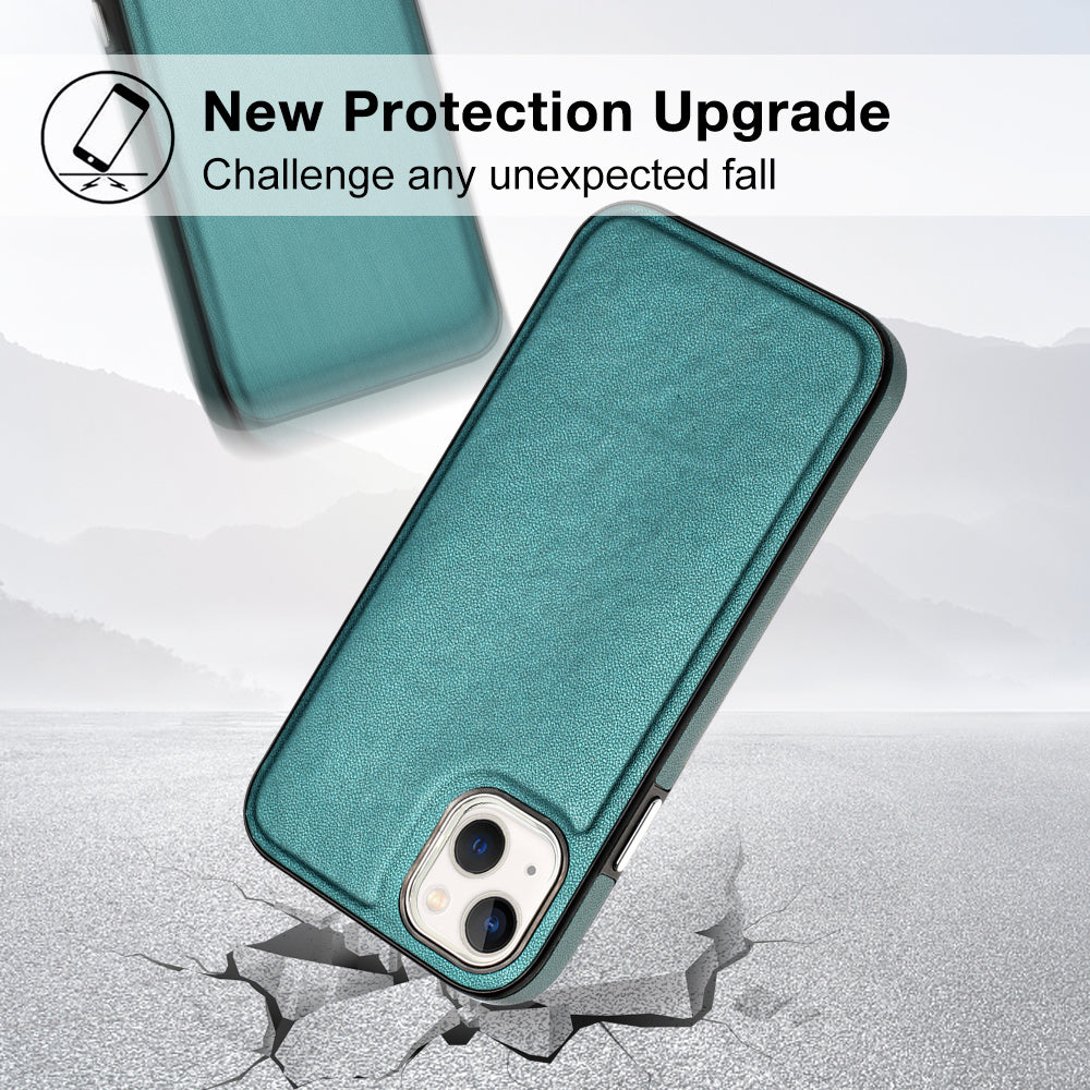YB Leather Coating Series-6 For iPhone 15 Anti-scratch Back Cover Leather Coated TPU Mobile Phone Case - Green