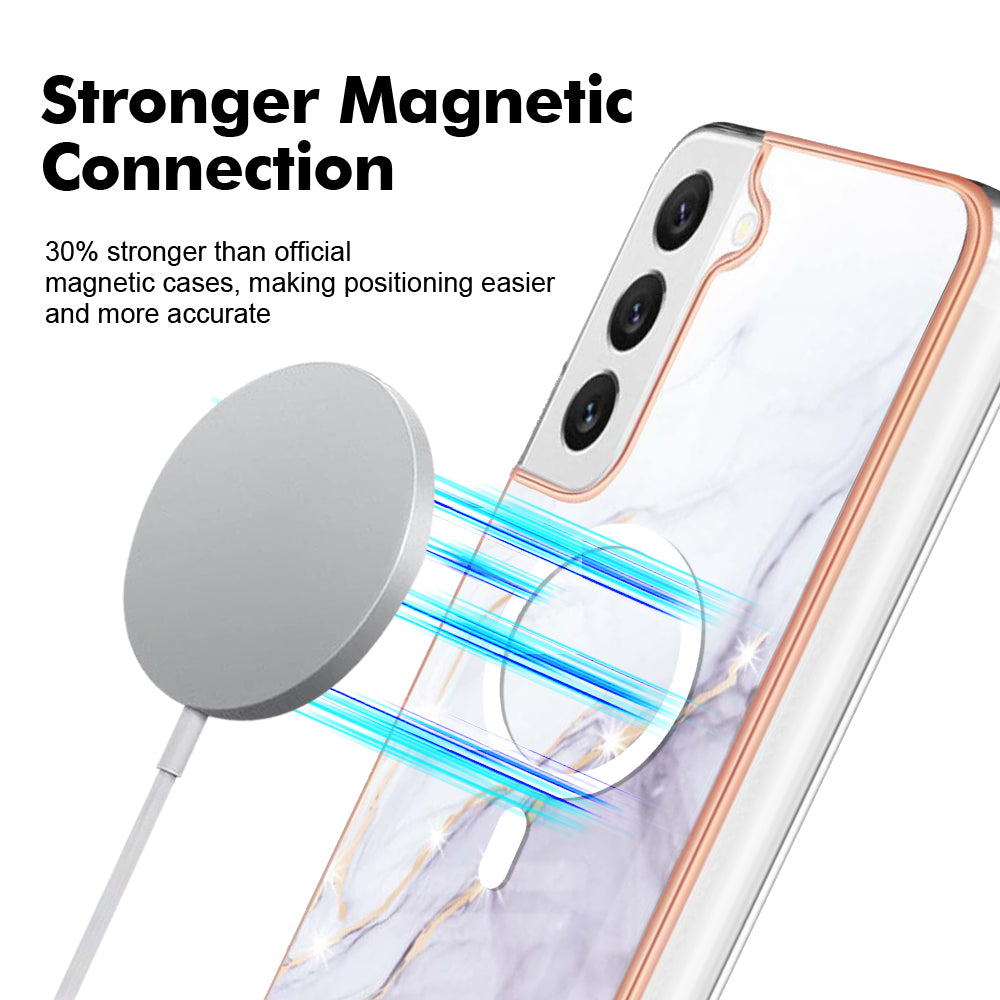 YB IMD Series-19 for Samsung Galaxy S23+ Magnetic IMD Drop-proof Case 2.0mm TPU Phone Cover - White
