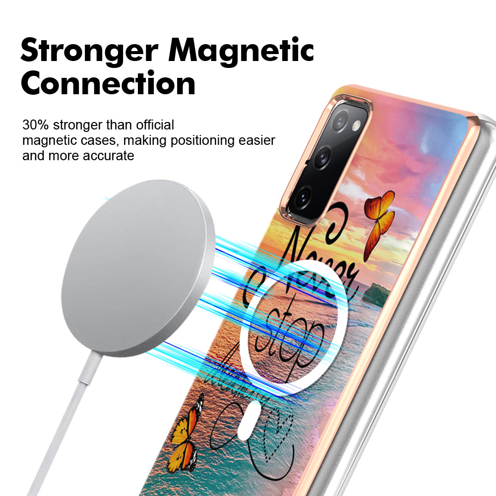 YB IMD Series-19 for Samsung Galaxy S20 FE 4G / S20 FE 5G / S20 Lite / S20 FE 2022 Magnetic IMD Case 2.0mm TPU Phone Cover - Never Stop Dreaming