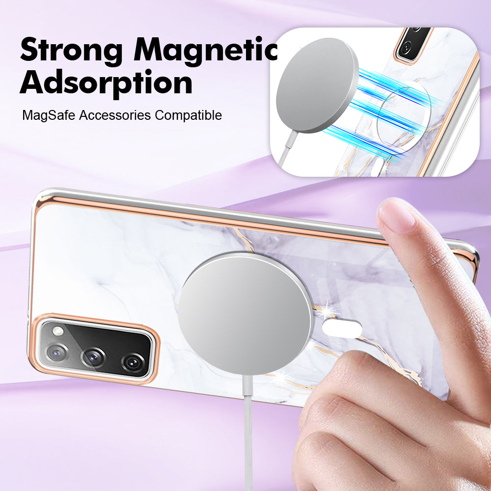 YB IMD Series-19 for Samsung Galaxy S20 FE 4G / S20 FE 5G / S20 Lite / S20 FE 2022 Magnetic IMD Case 2.0mm TPU Phone Cover - White