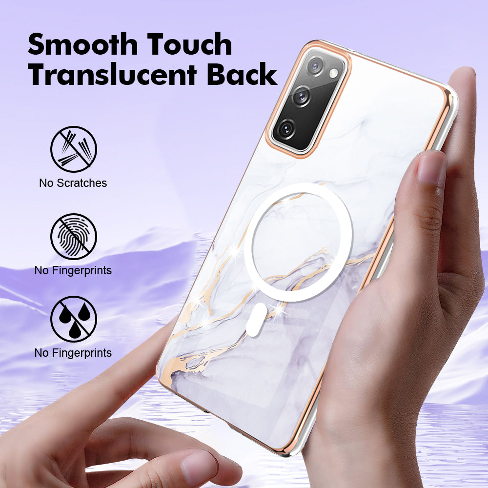 YB IMD Series-19 for Samsung Galaxy S20 FE 4G / S20 FE 5G / S20 Lite / S20 FE 2022 Magnetic IMD Case 2.0mm TPU Phone Cover - White