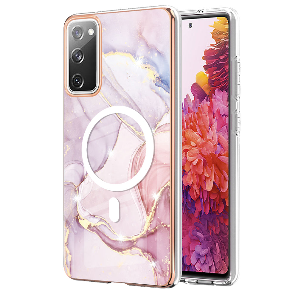 YB IMD Series-19 for Samsung Galaxy S20 FE 4G / S20 FE 5G / S20 Lite / S20 FE 2022 Magnetic IMD Case 2.0mm TPU Phone Cover - Rose Gold