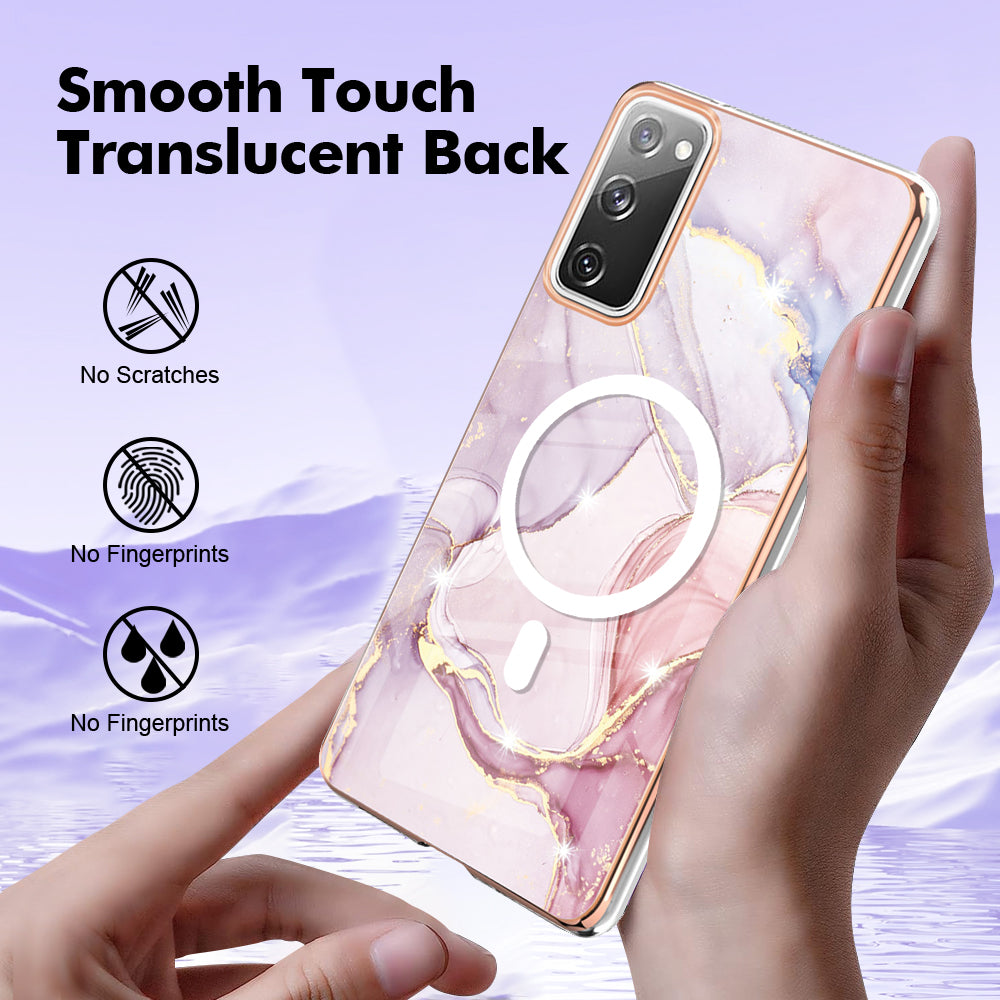 YB IMD Series-19 for Samsung Galaxy S20 FE 4G / S20 FE 5G / S20 Lite / S20 FE 2022 Magnetic IMD Case 2.0mm TPU Phone Cover - Rose Gold