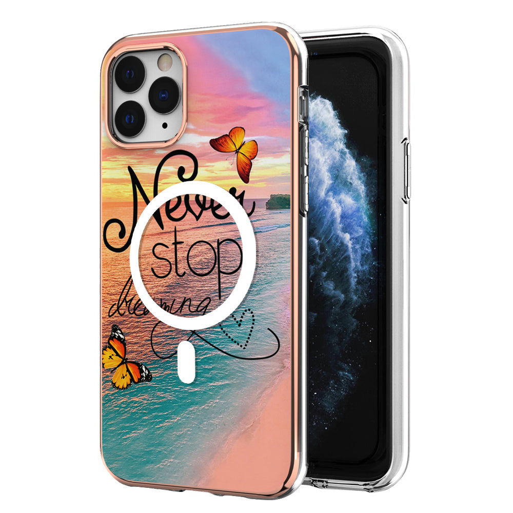 YB IMD Series-19 for iPhone 11 Pro IMD Pattern Magnetic Case TPU 2.0mm Phone Cover Compatible with MagSafe - Never Stop Dreaming