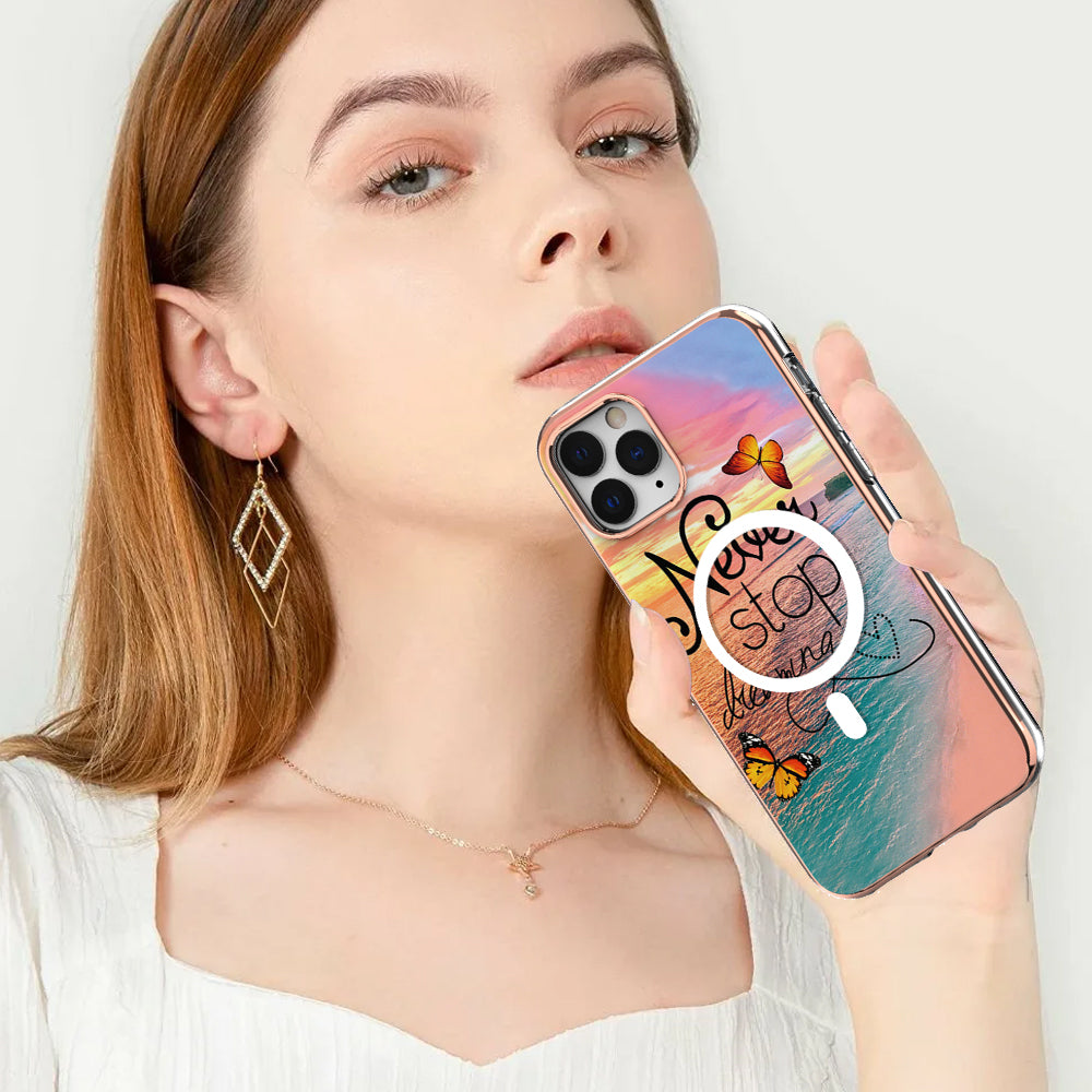 YB IMD Series-19 for iPhone 11 Pro IMD Pattern Magnetic Case TPU 2.0mm Phone Cover Compatible with MagSafe - Never Stop Dreaming