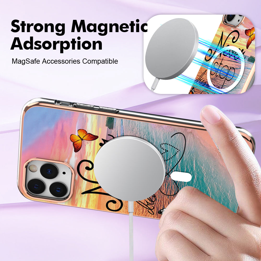 YB IMD Series-19 for iPhone 11 Pro IMD Pattern Magnetic Case TPU 2.0mm Phone Cover Compatible with MagSafe - Never Stop Dreaming