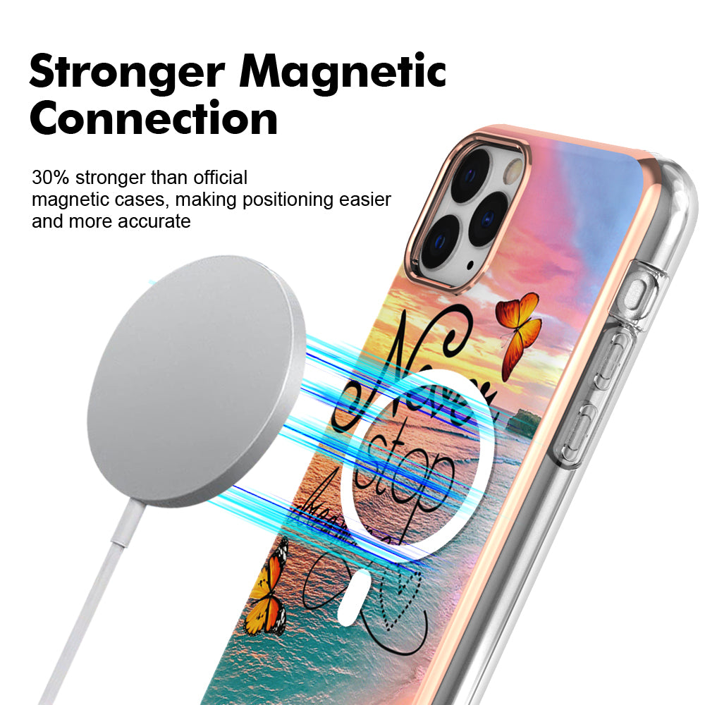 YB IMD Series-19 for iPhone 11 Pro IMD Pattern Magnetic Case TPU 2.0mm Phone Cover Compatible with MagSafe - Never Stop Dreaming