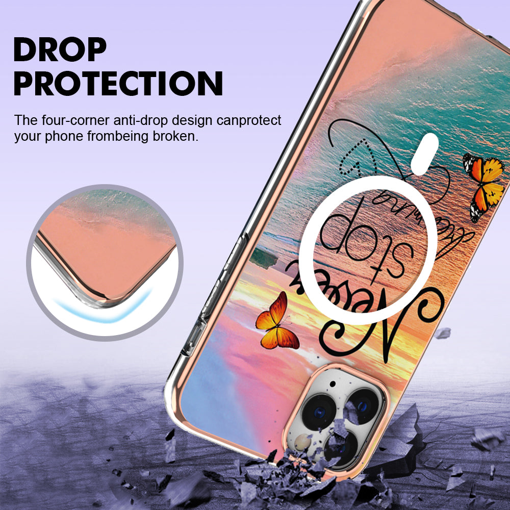 YB IMD Series-19 for iPhone 11 Pro IMD Pattern Magnetic Case TPU 2.0mm Phone Cover Compatible with MagSafe - Never Stop Dreaming