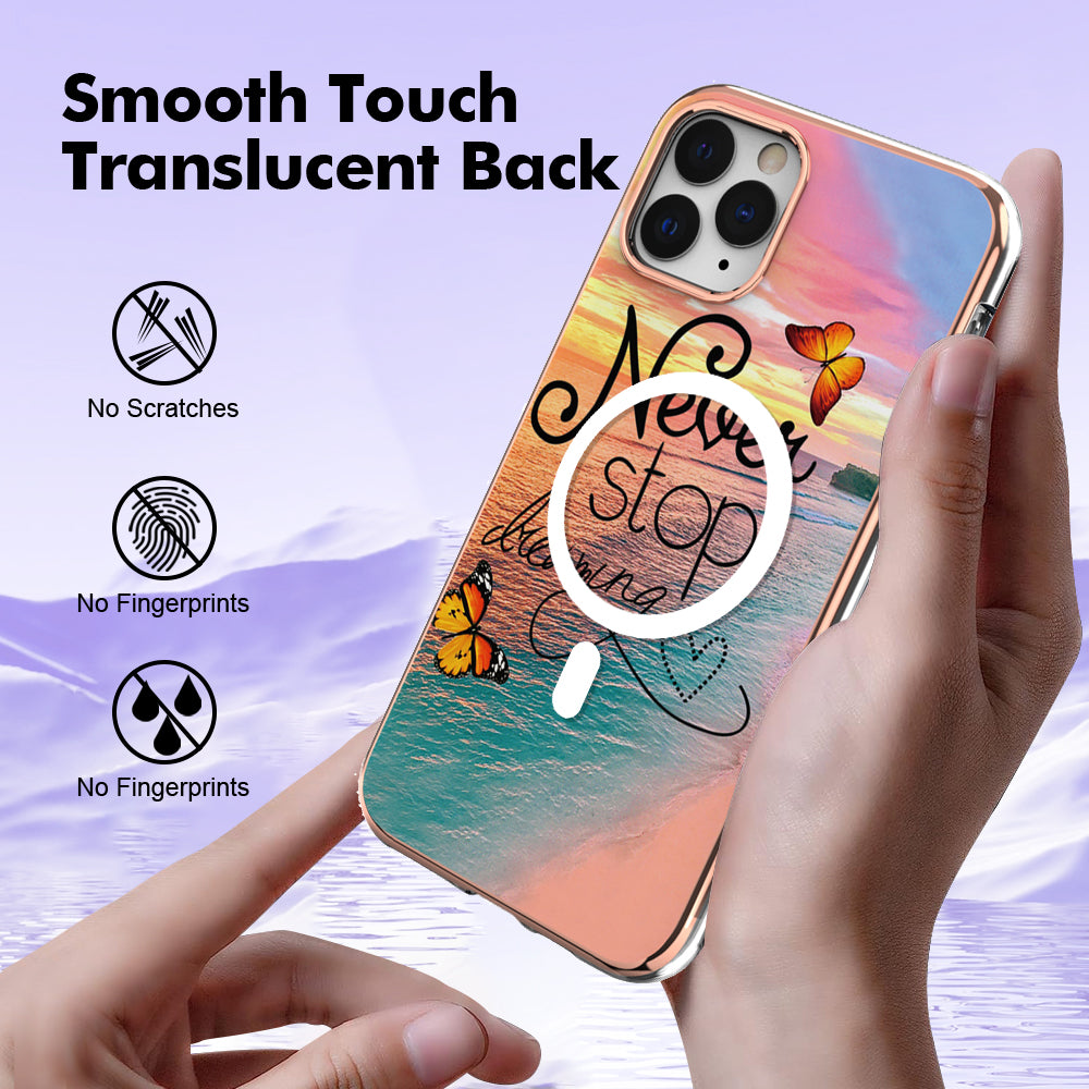 YB IMD Series-19 for iPhone 11 Pro IMD Pattern Magnetic Case TPU 2.0mm Phone Cover Compatible with MagSafe - Never Stop Dreaming