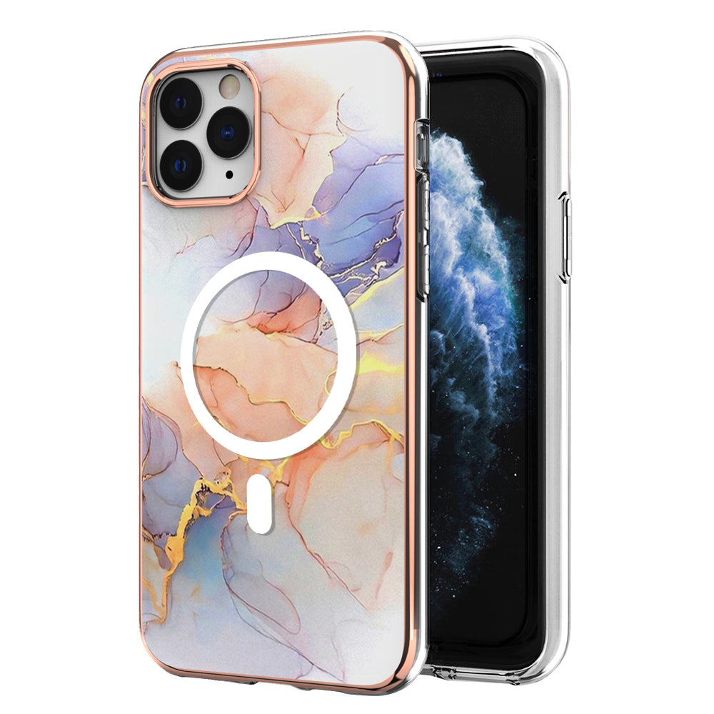 YB IMD Series-19 for iPhone 11 Pro IMD Pattern Magnetic Case TPU 2.0mm Phone Cover Compatible with MagSafe - Marble White