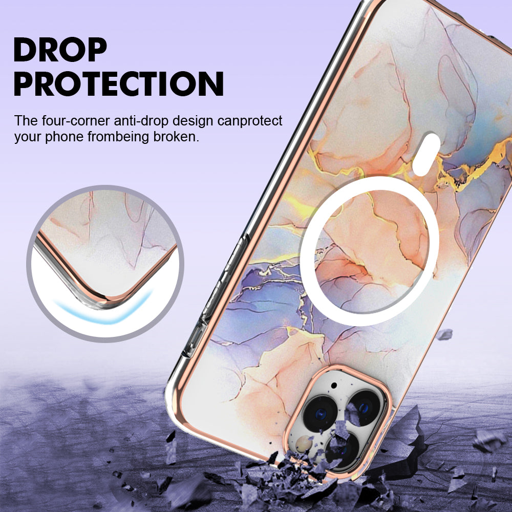 YB IMD Series-19 for iPhone 11 Pro IMD Pattern Magnetic Case TPU 2.0mm Phone Cover Compatible with MagSafe - Marble White
