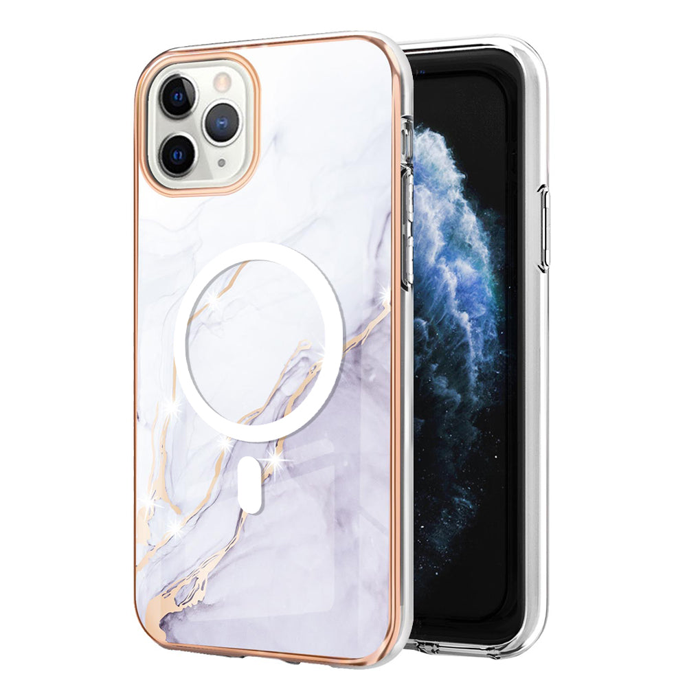 YB IMD Series-19 for iPhone 11 Pro IMD Pattern Magnetic Case TPU 2.0mm Phone Cover Compatible with MagSafe - White