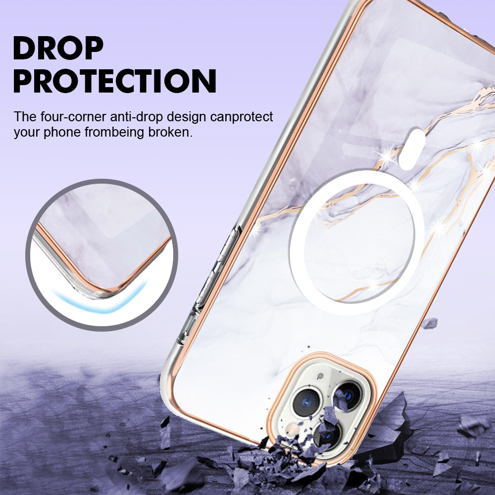 YB IMD Series-19 for iPhone 11 Pro IMD Pattern Magnetic Case TPU 2.0mm Phone Cover Compatible with MagSafe - White