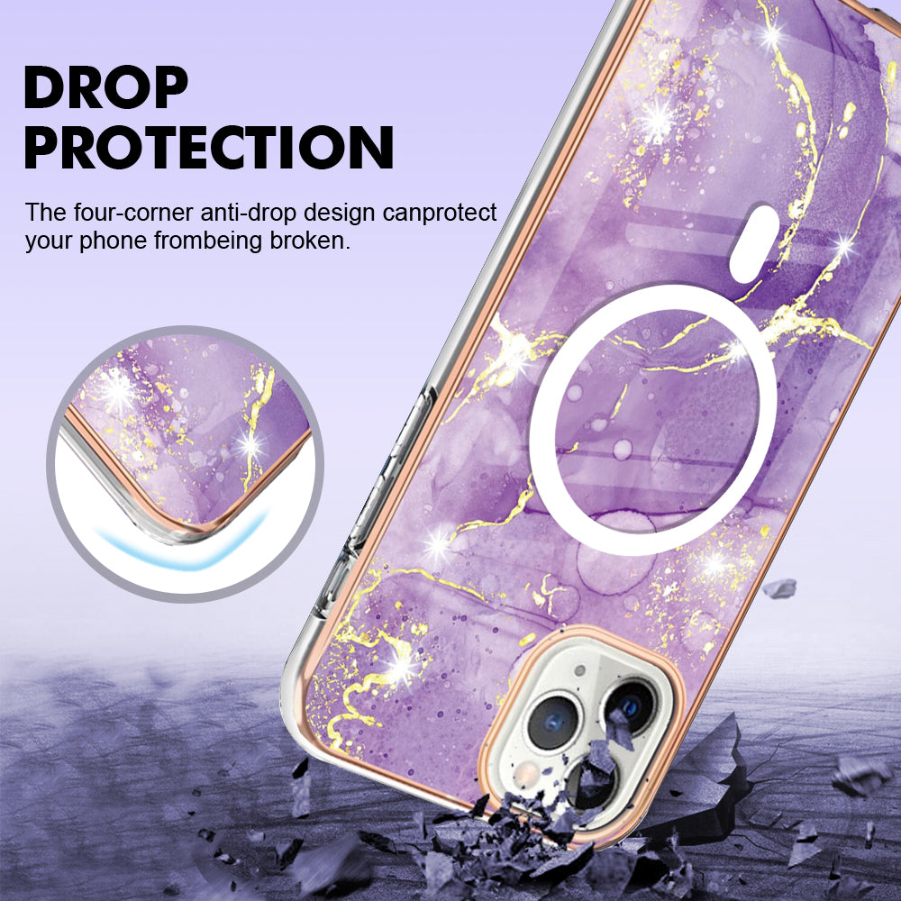 YB IMD Series-19 for iPhone 11 Pro Max TPU Electroplated Cover 2.0mm IMD Pattern Phone Case Compatible with MagSafe - Purple