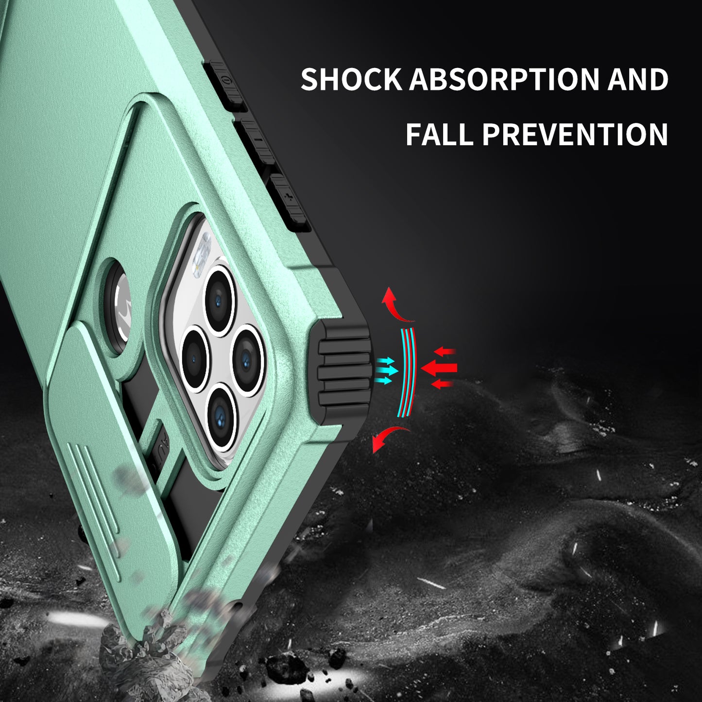 Uniqkart for Motorola Moto G Stylus 5G (2021) Phone Protector Slide Camera Hard PC + Flexible TPU Cover Kickstand Case - Baby Blue